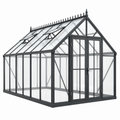 Gewächshaus 240 x 190 x 230 cm aus Aluminium Schwarz mit transparenten Paneelen für den Garten