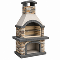 Grillkamin 120 x 70 x 220 cm aus Stein in Beige Grau für den Außenbereich