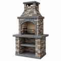 Grillkamin 120 x 70 x 220 cm Steinoptik Grau Beige mit Grillrost für den Außenbereich