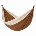 Hängematte 200 x 150 cm aus Baumwolle Braun Creme für Innen- und Außenbereich