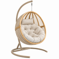 Hängesessel 105 x 95 x 195 cm Rattan und Metall Beige Freischwinger im Boho Stil