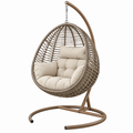 Hängesessel 105 x 105 x 195 cm Geflecht Metall Braun Beige mit Gestell