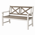 Gartenbank 122 x 65 x 94 cm Holz Weiß Graubraun Landhausstil mit Armlehnen