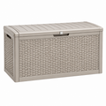 Aufbewahrungsbox 120 x 56 x 63 cm Kunststoff Beige mit Flechtoptik für Garten